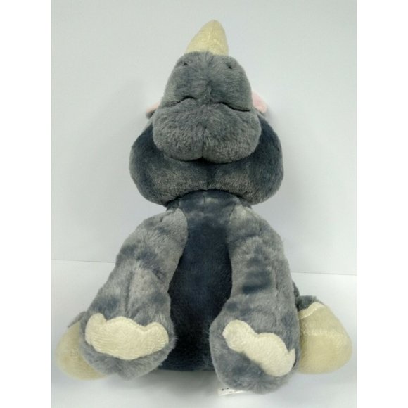 GREY RHINO 11" Natural Color Jungle Animal Soft Eyes Plush Kellytoy Original Toy - Picture 8 of 11